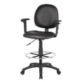 thumbnail image 4 of Boss Office Adjustable Arm Faux Leather Upholstered Drafting Stool in Black, 4 of 8