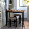 thumbnail image 3 of Costway 3 Piece Pub Table Set Counter Height Kitchen Breakfast Bar Dining Table w/Stools, 3 of 10