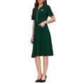 thumbnail image 4 of INSPIRE CHIC Women's Tweed Trim Dress with Pockets V Neck Short Sleeve A-Line Dress XL Dark Green, 4 of 4