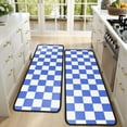 thumbnail image 4 of Kitchen Rugs Sets Of 2,Blue and White Checkered Pattern Anti Fatigue Kitchen Mat Rugs Non Slip Washable,Decorative Kitchen Floor Mats for Kitchen,Sink,Laundry,17"x47"+17"x47", 4 of 5