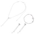thumbnail image 4 of 1 Set Jewelry Set Rhinestone Drop Necklace Dangler Bangle Tassel Choker Earrings, 4 of 8