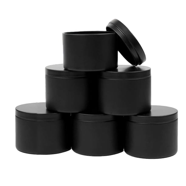 24 piezas de latas de velas negras, lata de velas vacía de 4 oz con tapas para hacer velas de bricolaje, vela llena mate J