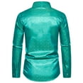 thumbnail image 4 of Jalioing Shiny Satin Shirts for Men Button down Lapel Blouse Shirt Solid Color Long Sleeved Dressy Top (X-Large, Green), 4 of 9