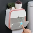 thumbnail image 2 of Dispensador de pañuelos de pared resistente con ventana transparente para el baño, color rosa, 2 of 5