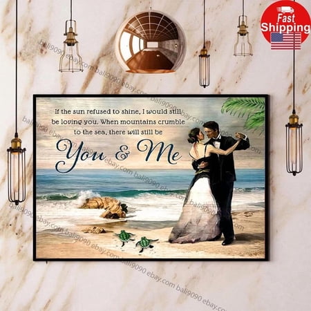 Beautiful Beach And Turtle You And Me Romantic Couple Poster Art