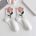 thumbnail image 4 of Women Crew Socks, Low Cut Cotton Socks,Breathable Floral Decorative Casual Funny Stretch Soft Summer Dress Socks White, 4 of 8