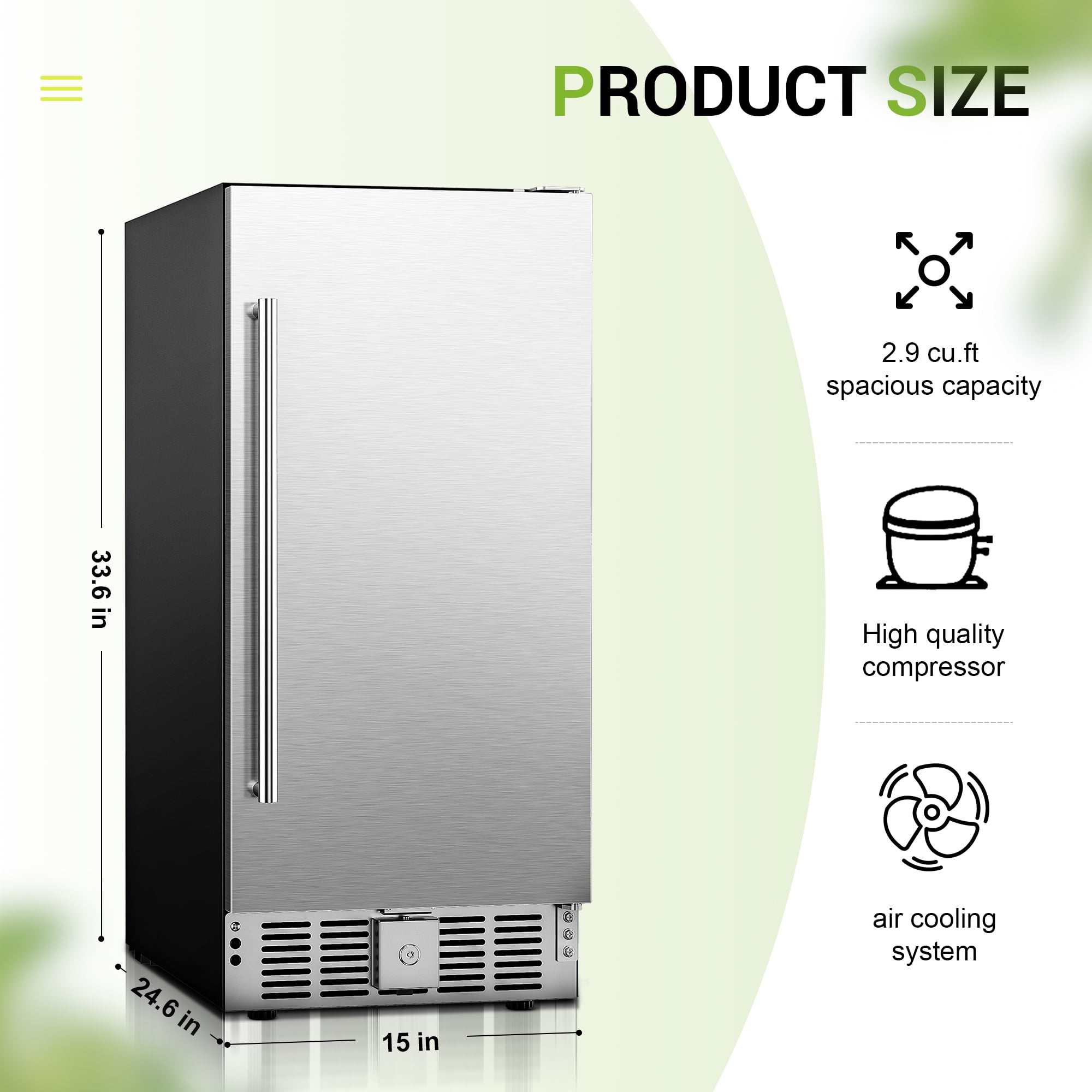 EUHOMY Beverage Refrigerator 14.8 Inch, Under Counter 125 Can Beverage Fridge with Stainless Steel Door, Beverage Cooler Built-in and Undercounter Beer Fridge