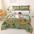 thumbnail image 3 of Catabedysis Retro Camping Full Size Comforter Sets,Camp Life Print Bedding Comforter Set For Boys,Green,Light Gray Reversible,3 Pieces,1 Comforter and 2 Pillowcases, 3 of 7
