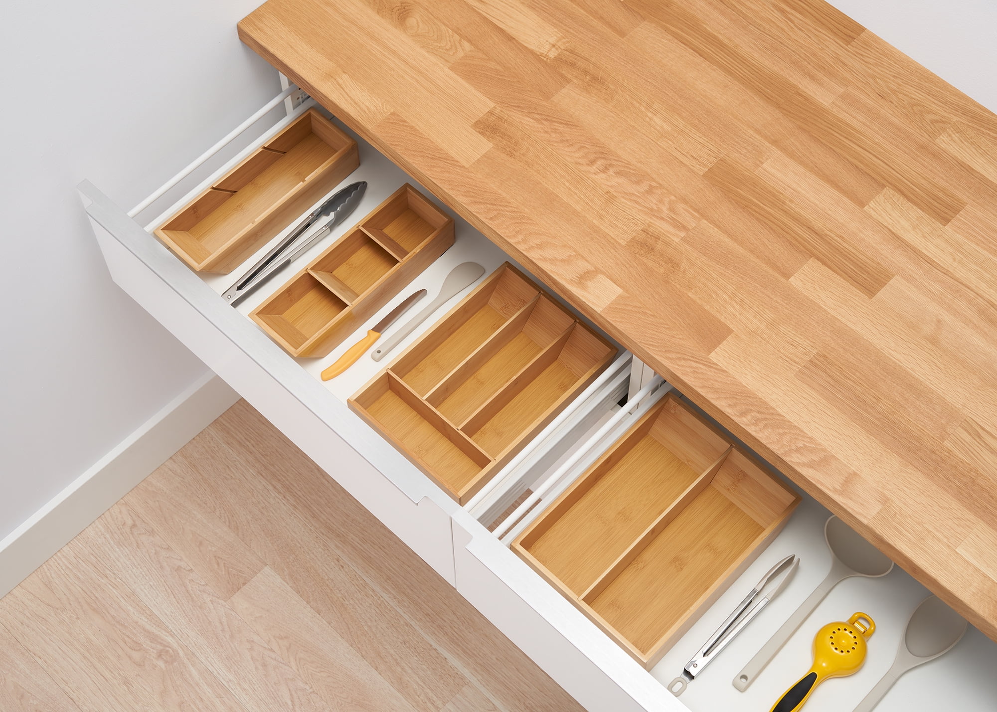 TRINITY EcoStorage® | 4-Piece Bamboo Drawer Organizer | w/ Dividers