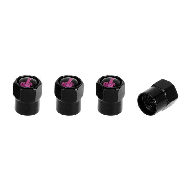 4 Pcs Tapones de Vástago de Válvula de Neumático con Patrón de Dedo para Cubiertas de Válvula de Neumático de Coche Decorativas de Aleación de Aluminio Goma Negra Rosa 8x12mm