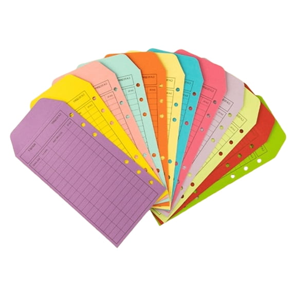 CCOCC 12 Pcs Cash Budget Envelopes with Pre-Punched Holes, Multi-Color Expense Tracking Binder Pockets, Sturdy Budgeting System for Finance & Organization