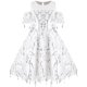 thumbnail image 1 of Vestido de Niña Blanco con Hombros Descubiertos con Lentejuelas y Borlas Estilo Flapper para Fiesta y Certamen 6 Años, 1 of 13