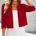 thumbnail image 4 of Women's Thin Shrugs 3/4 Sleeve Lightweight Cropped Sweaters Open Front Cardigan for Dress Wine S, 4 of 7