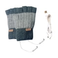 thumbnail image 3 of Guantes USB calentados de media palma de doble cara y espalda calefacción de clima frío Gris, 3 of 7