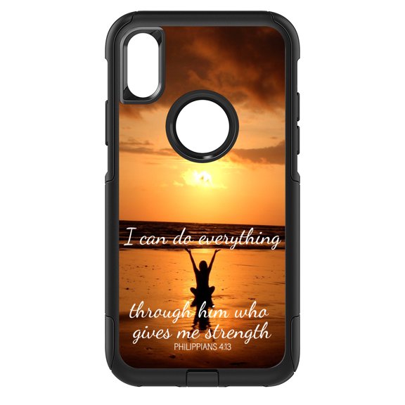 DistinctInk Custom SKIN / DECAL compatible with OtterBox Commuter for iPhone X / XS (5.8" Screen) - Philippians 4:13 - I can do everything through Him who gives me strength - Show Your Love of Christ