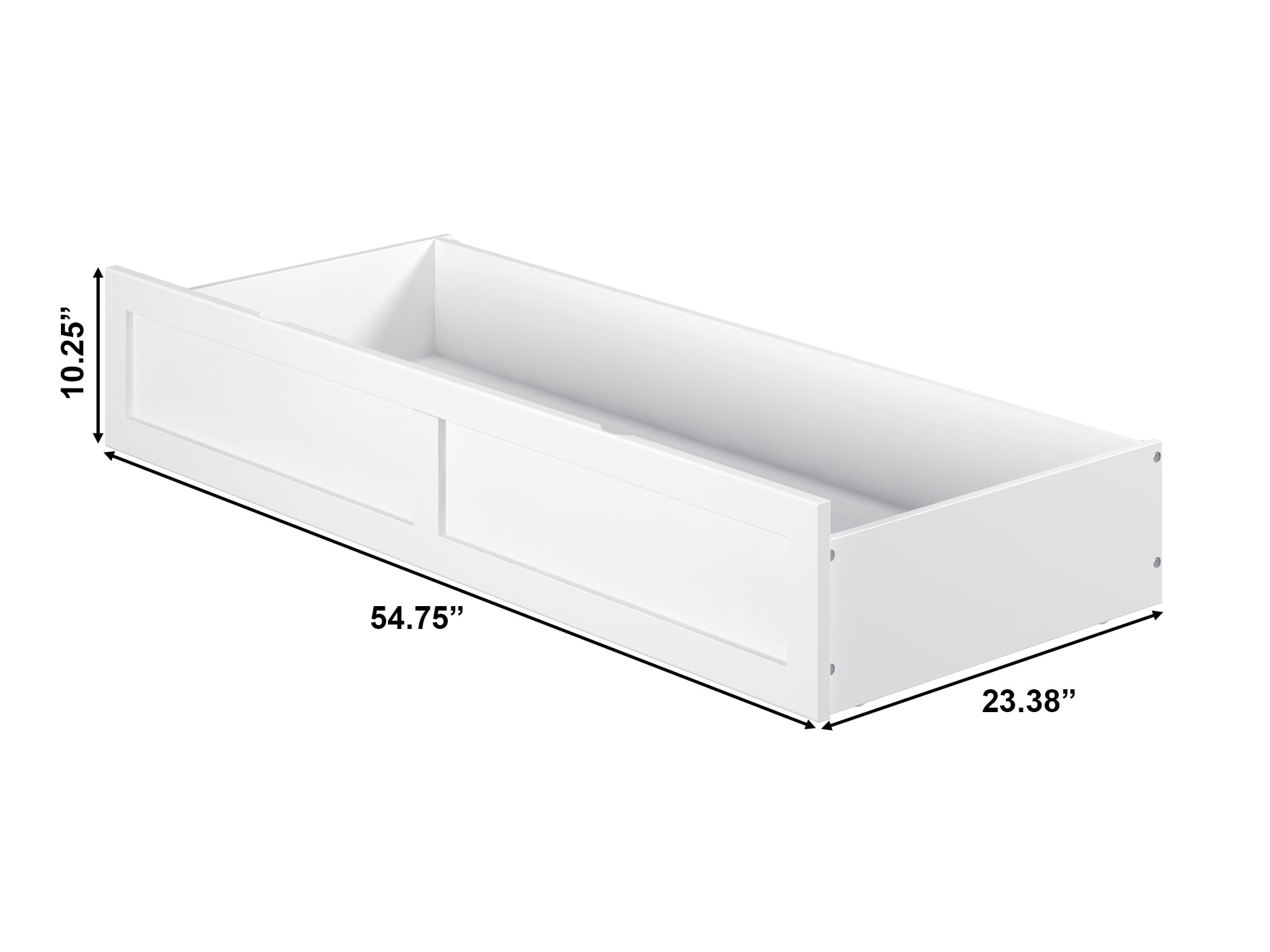 AFI Under Bed Foot Drawer Storage Drawer for Platform Beds, Queen, White