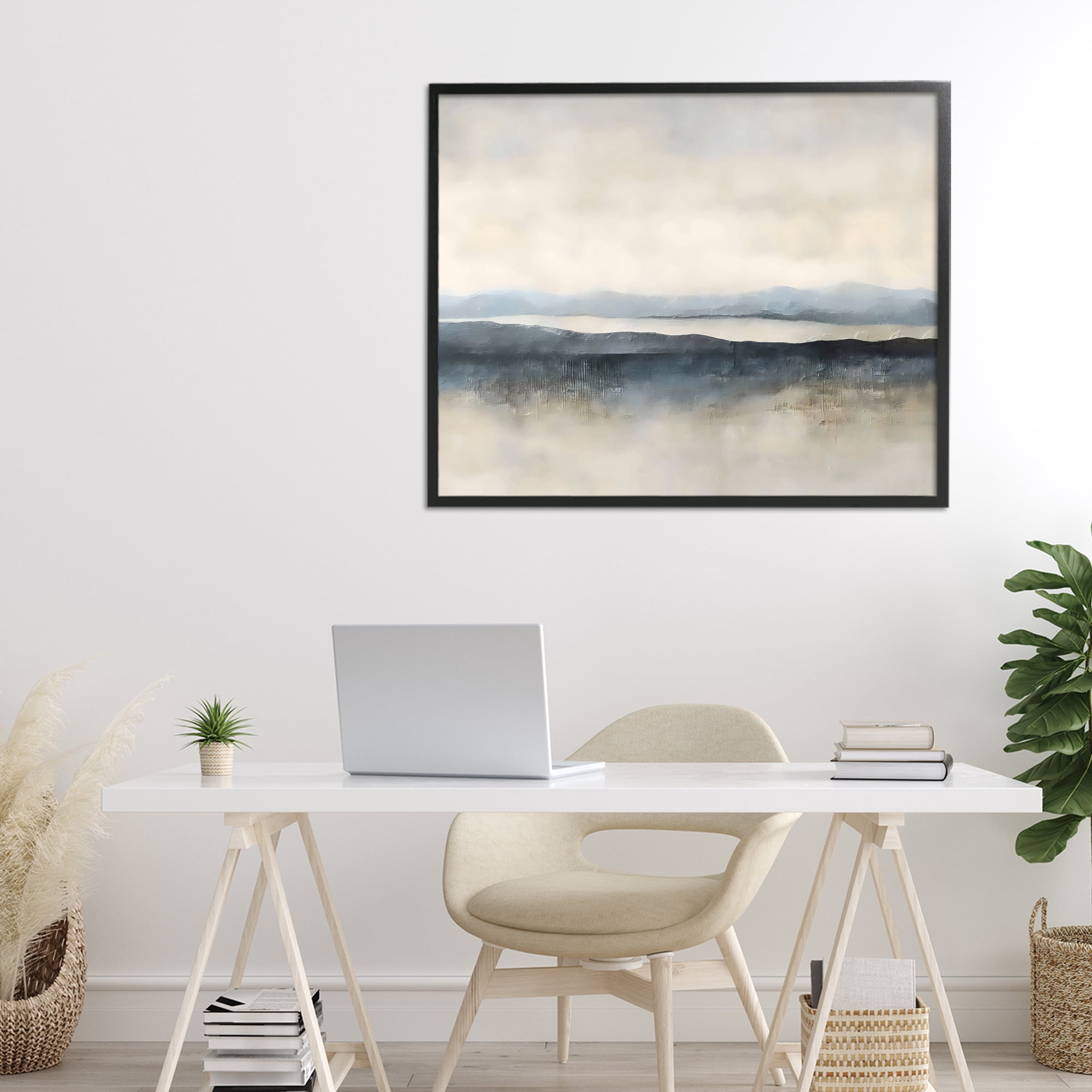 Stupell Industries Misty Muted Horizon Black Framed Giclee Art, design by Riley B