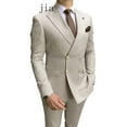 thumbnail image 2 of 2023 Casual Sky Blue Men Suits Double Brested  Lapel  Gold Button Groom Wedding Tuxedos Best 2 Pcs Blazers Jacket Pants Set, 2 of 7