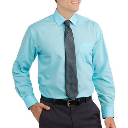 Big Men's Solid Dress Shirt with Matching Tie
