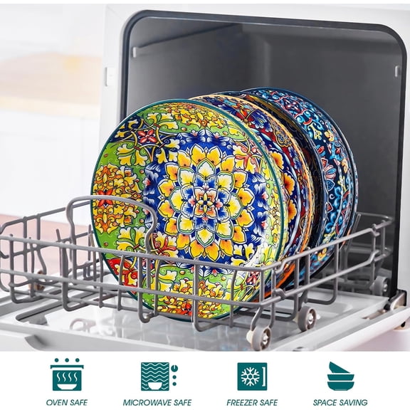 Set of 4 Large 42oz Ceramic Pasta Bowls, Colorful Salad & Soup Bowls, Dishwasher & Microwave Safe, Kitchen Serving Bowls & Pasta Plates