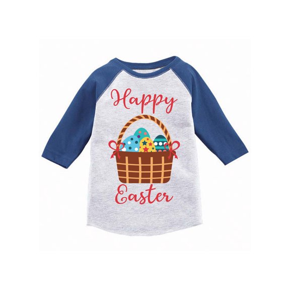 Awkward Styles Happy Easter T-shirt Colorful Eggs Toddler Raglan Shirt