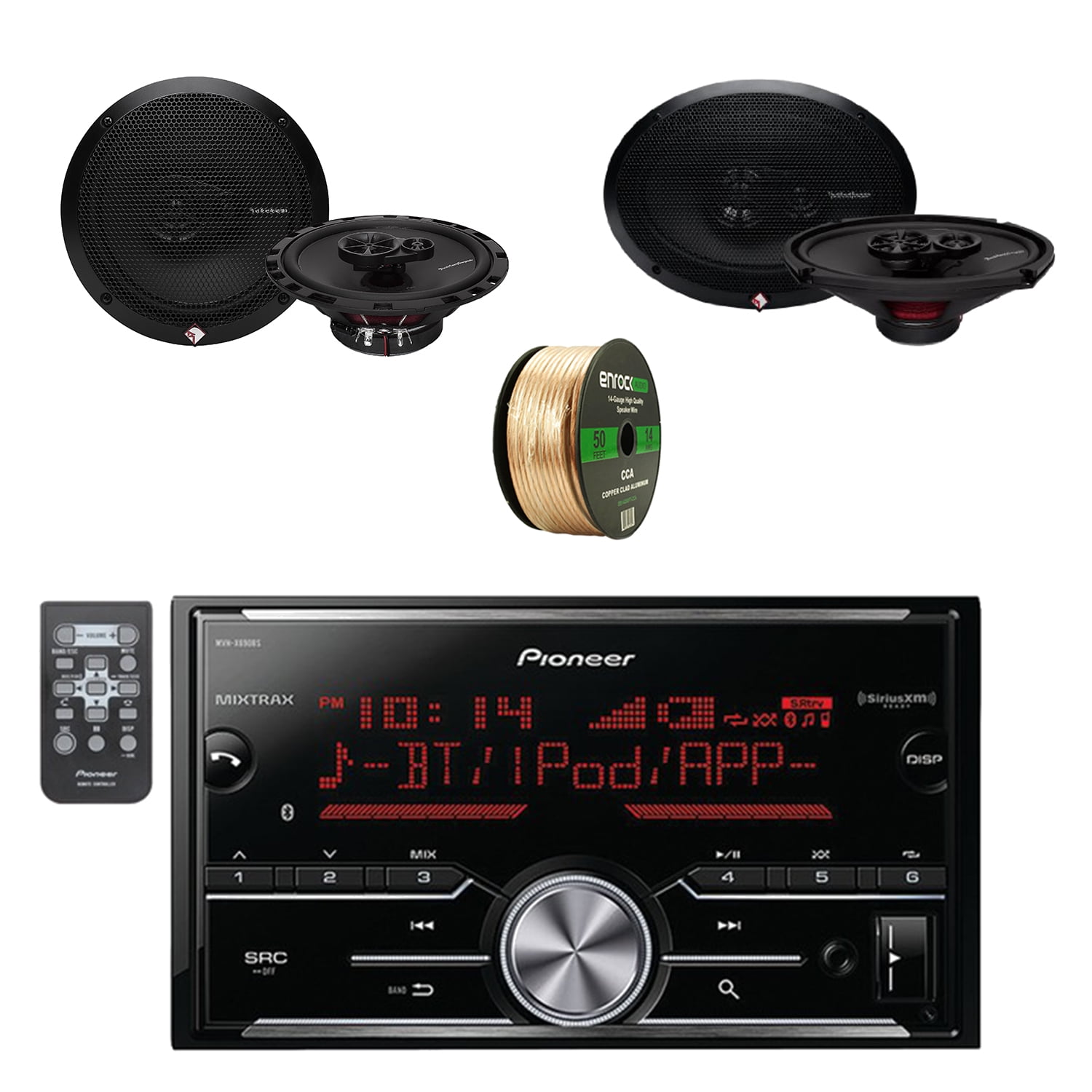Pioneer 2DIN Receiver W/Bluetooth W/2 X Rockford Fosgate 6.5" Speakers