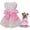 Light Pink, variant on HQREA Floral Print Dog Dress with Satin Bow and Pearl for Small Dogs Girl, Cat Apparel