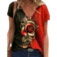 thumbnail image 1 of DYMADE Womens Summer Short Sleeve Blouse Floral Print Casual Tunic T-Shirt Tops, 1 of 4