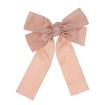 Unique Bargains 1 Pc Solid Bow Ribbon Duckbill Hair Clips for Home Pink