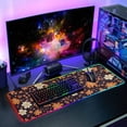 thumbnail image 6 of Brown and Beige Flowers RGB Gaming Mouse Pad Large Keyboard Mat Rubber Base 13 Light Modes, 6 of 6