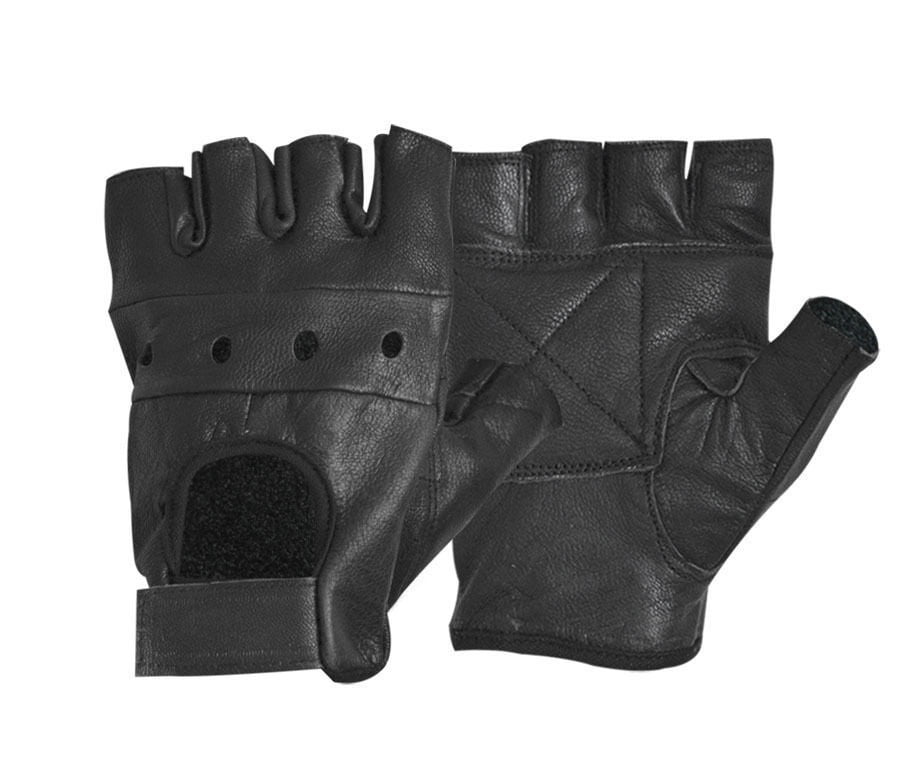 Real Leather Palm Padded Fingerless Cycling Biking Driving Wheelchair Glove 
