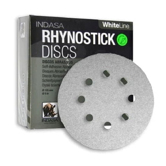 Buy Indasa 5" 8-Hole White Line Rhynostick PSA Sanding Discs – 56 Series (Grit 40, 50/Pack)