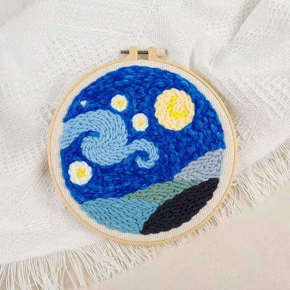 Punch Needle Kit for Beginners Kids Adults Punch Needle Supplies for Household Decoration Gifts 8x8 in