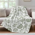 thumbnail image 4 of Boho Sage Green Floral Throw Blanket, Flannel Fleece Blanket with Striped Design for Couch, Vintage Farmhouse Paisley Plant Soft Breathable All Season Plush Blankets for Sofa Office Travel 40"x50", 4 of 9