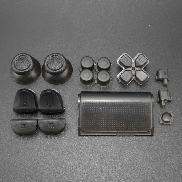 Full Set Replacement Parts Buttons Grip Caps D-Pad L1 L2 R1 R2 for PS4 DS4 Gamepad Controller Old Version Clear Black