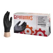 Gloveworks Nitrile Latex Free Industrial Disposable Gloves, Large, Black, 100/Box