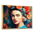thumbnail image 2 of Designart "Blooming Frida Portrait of a Mexican Icon I" Fashion Framed Wall Art - Glam Orange Woman Mexican Bedroom Framed Canvas Wall Art, 2 of 6