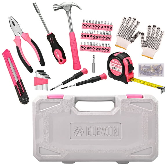 BalanceFrom High-Specification 131-Piece Pink Tool Set, Self-Use Tool Set with Storage Toolbox, DIY Basic Repair Tool, Suitable for Kitchen, Bathroom , Apartment, Dormitory and Pet House