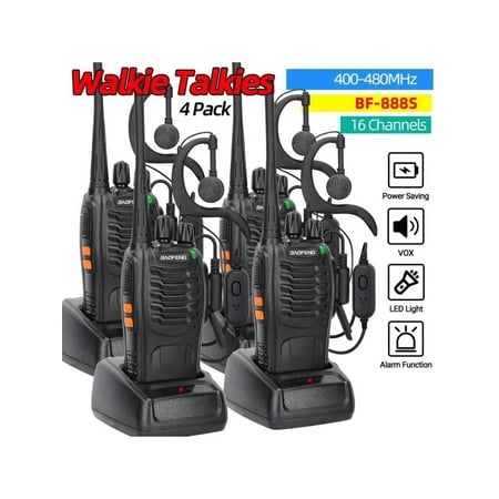 Baofeng BF-888S 16CH Walkie Talkies 400-480MHz USB Rechargeable Long Range Two Way Radio with Flashlight & Earpiece for Outdoor Camping Hunting Skiing
