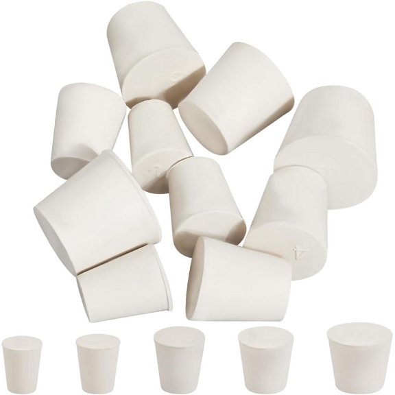 10Pcs 5 Sizes Large White Solid Rubber Stoppers Bung Silicone Tapered Seal Bottle Bung Plug End Cap 21mm to 34mm for Salt Shaker Industrial Hole Plugs Salt