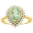 thumbnail image 1 of 14K Yellow Gold Natural Green Amethyst Ring Pear Shape 8x6 mm Diamond Accents, size 10, 1 of 3