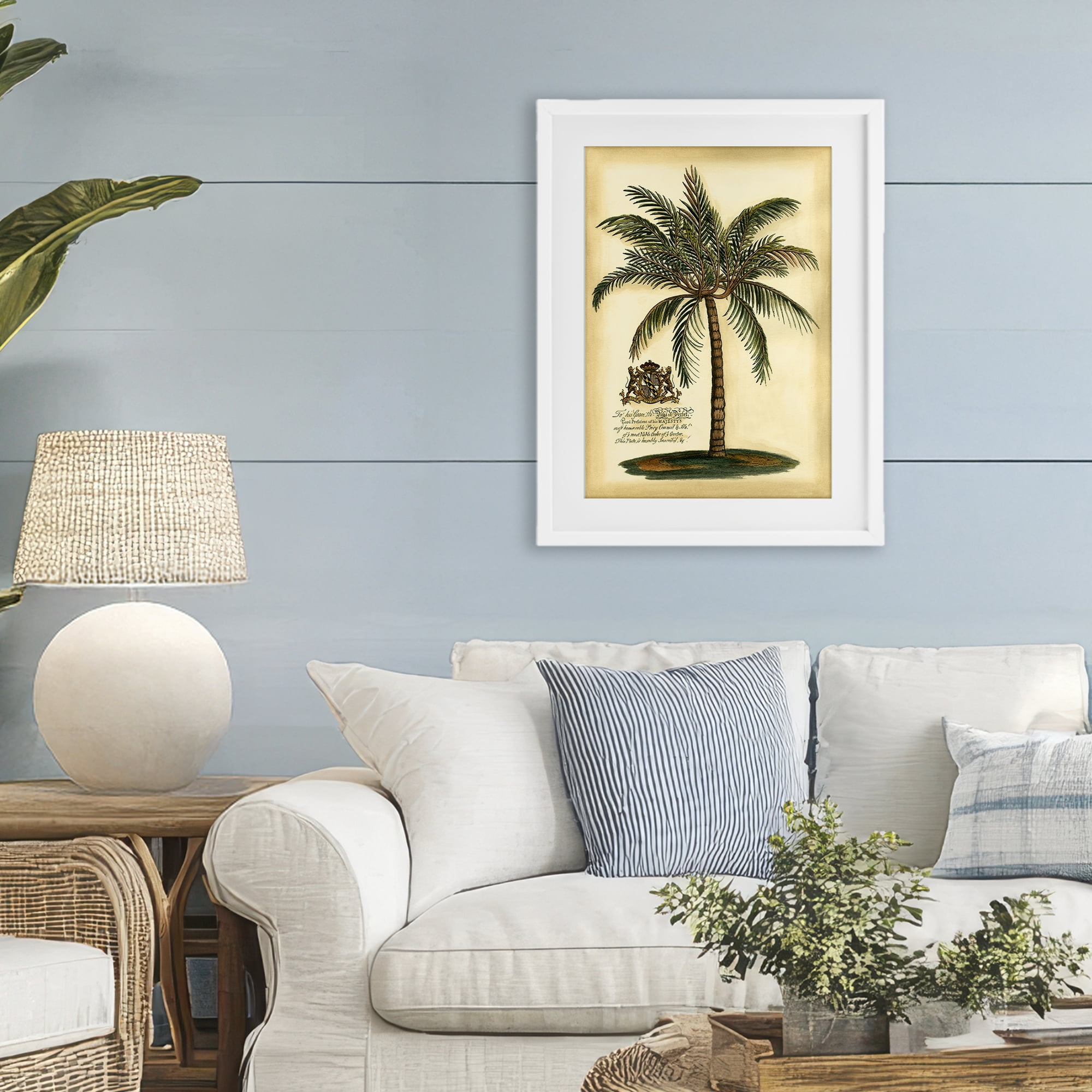 Stupell Industries British Colonial Palm White Framed Print Under Glass, design by Vision Studio