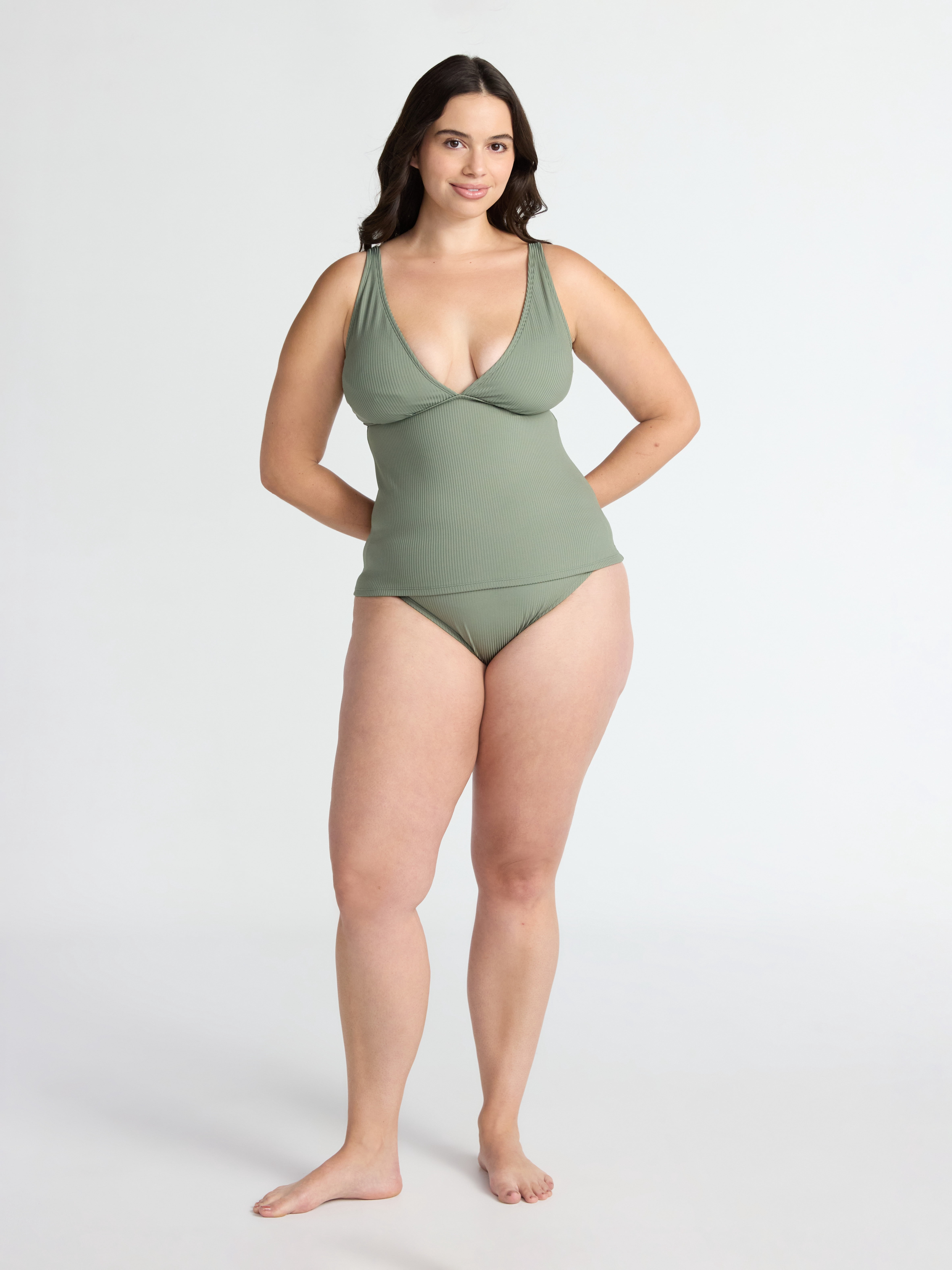 Time and Tru Women's and Women’s Plus V Neck Tankini Top, Sizes XS-2X
