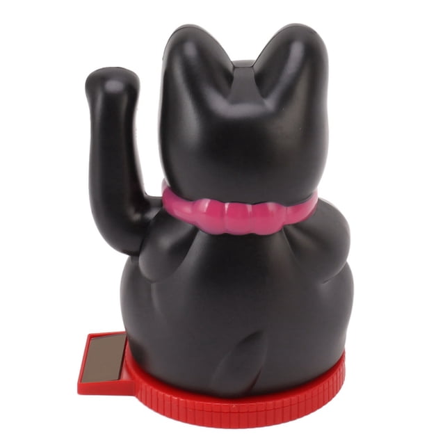 Waving Arm Lucky Cat Solar Powered Light Sensing Rotatable Base Bring Wealth Luck 5 Inch Fortune Cat Decoration Waving Arm Lucky Cat