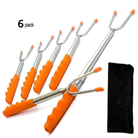 Stainless Steel Campfire - Namotu 6Pcs telescoping Marshmallow Roasting Sticks Hot Dog wiener Roasting Sticks 11''-45
