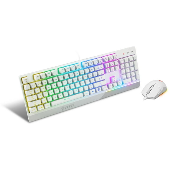 MSI VIGOR GK30 COMBO WHITE MEMchanical Gaming Keyboard + Gaming Mouse Bundle 'UK Layout, 6-Zone RGB Lighting Keyboard, D