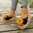 thumbnail image 3 of Mepaouo Platform Flip Flops for Women 2025 Flower Wedge Thong Sandals Summer Beach Slip on Slides, 3 of 7