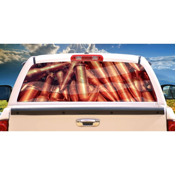 AMERICAN ROUNDS Rear Window Graphic truck view thru vinyl decal back