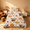 thumbnail image 2 of Homewish Highland Cattle Twin Duvet Cover, Autumn Leaf Pumpkin Twin Bedding, Cream Orange Green, Reversible 2-Piece, 1 Duvet Cover and 1 Pillowcase, 2 of 4