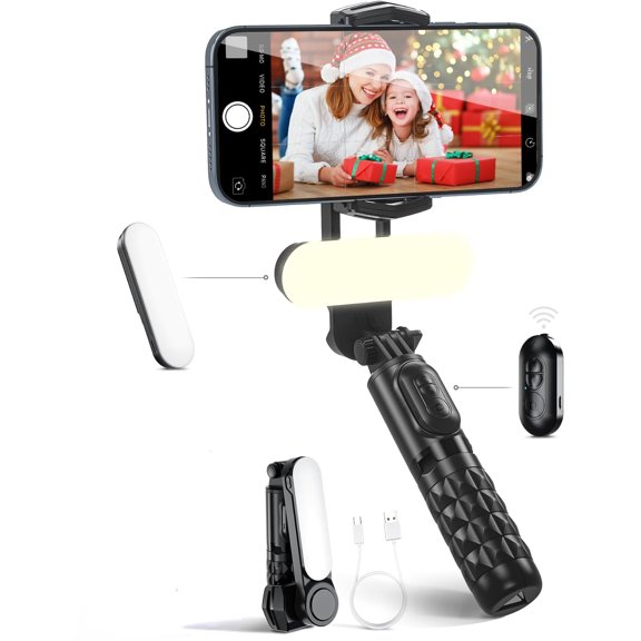 Tableizzatore smartphone cloud, tableizzastore con luce di riempiento starcabile, treppiede con telecoma wireless, selfie Pole Cloud video portátil vlog, compatible con Android / Ios